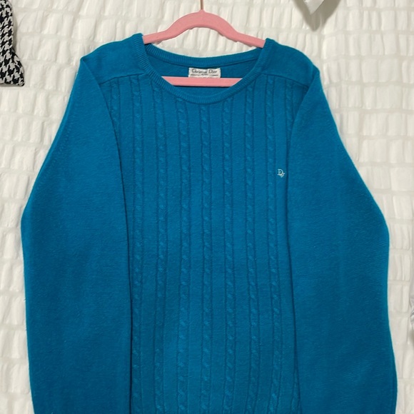 Christian Dior Vintage Teal Sweater M - Turquoise, Soft, Classic, Crew Neck - Picture 1 of 5